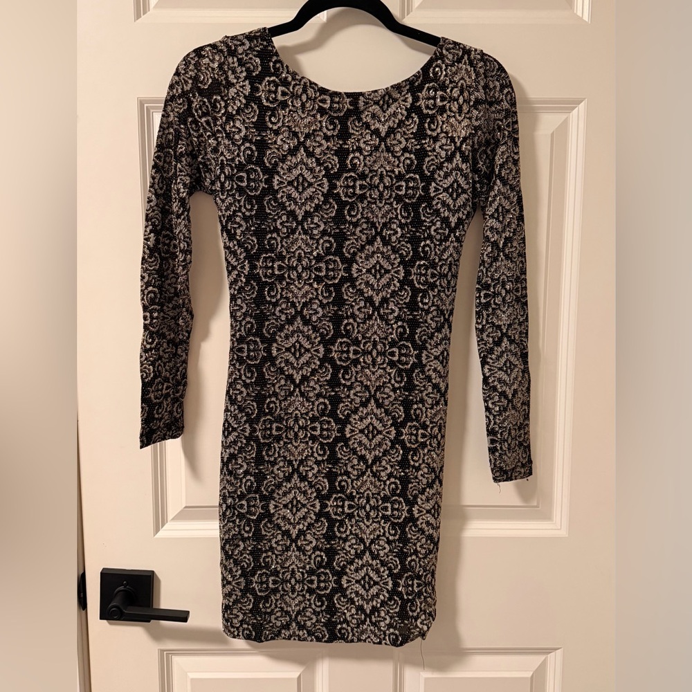 Emerald Sundae Black and Cream Long Sleeve Dress